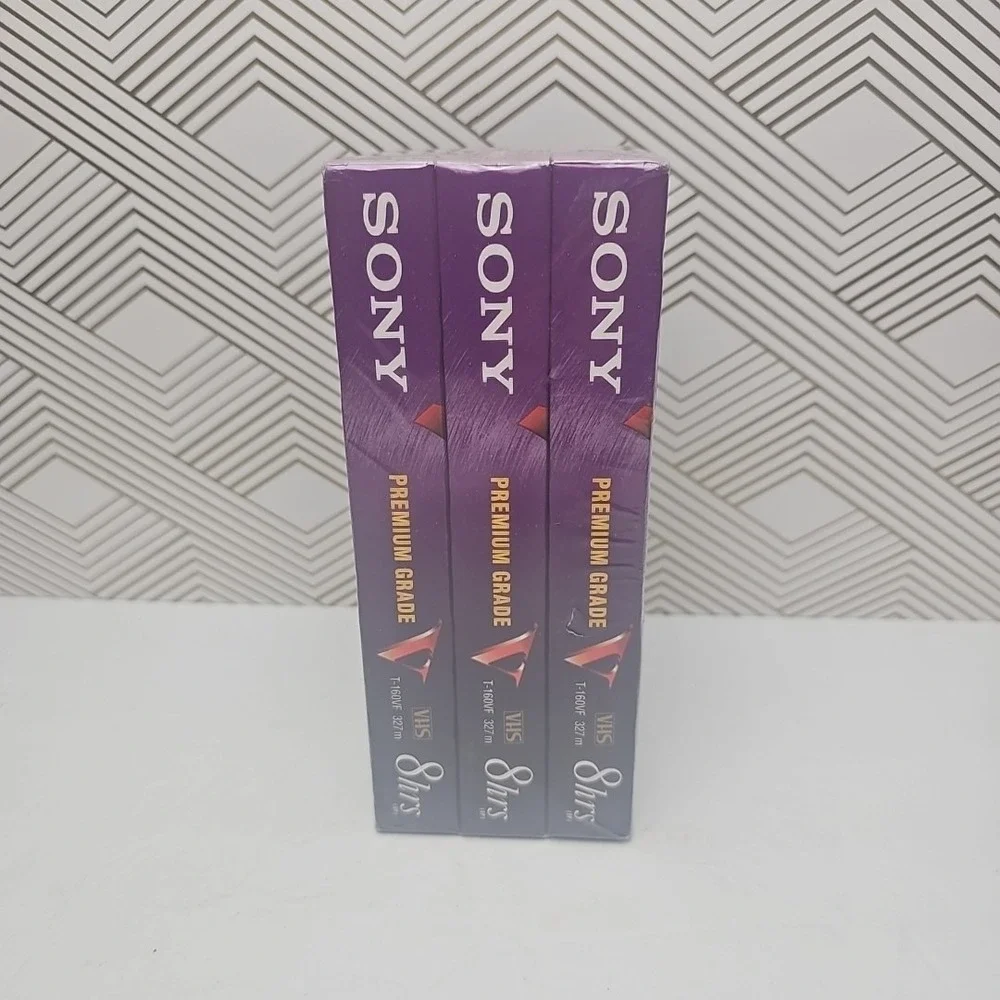 Sony T-160VF Standard Grade 8 HR VHS 327m Hi-Fi Blank Tapes Pack of 3 Sealed New
